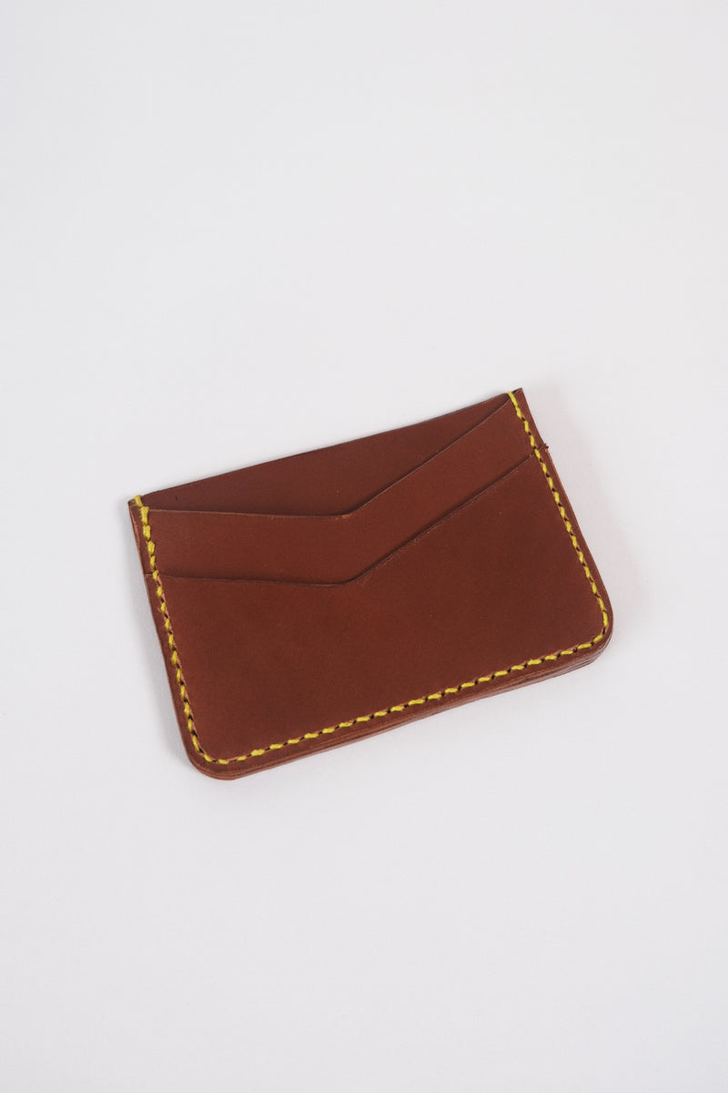 Leather Card Holder - Choc/Yellow
