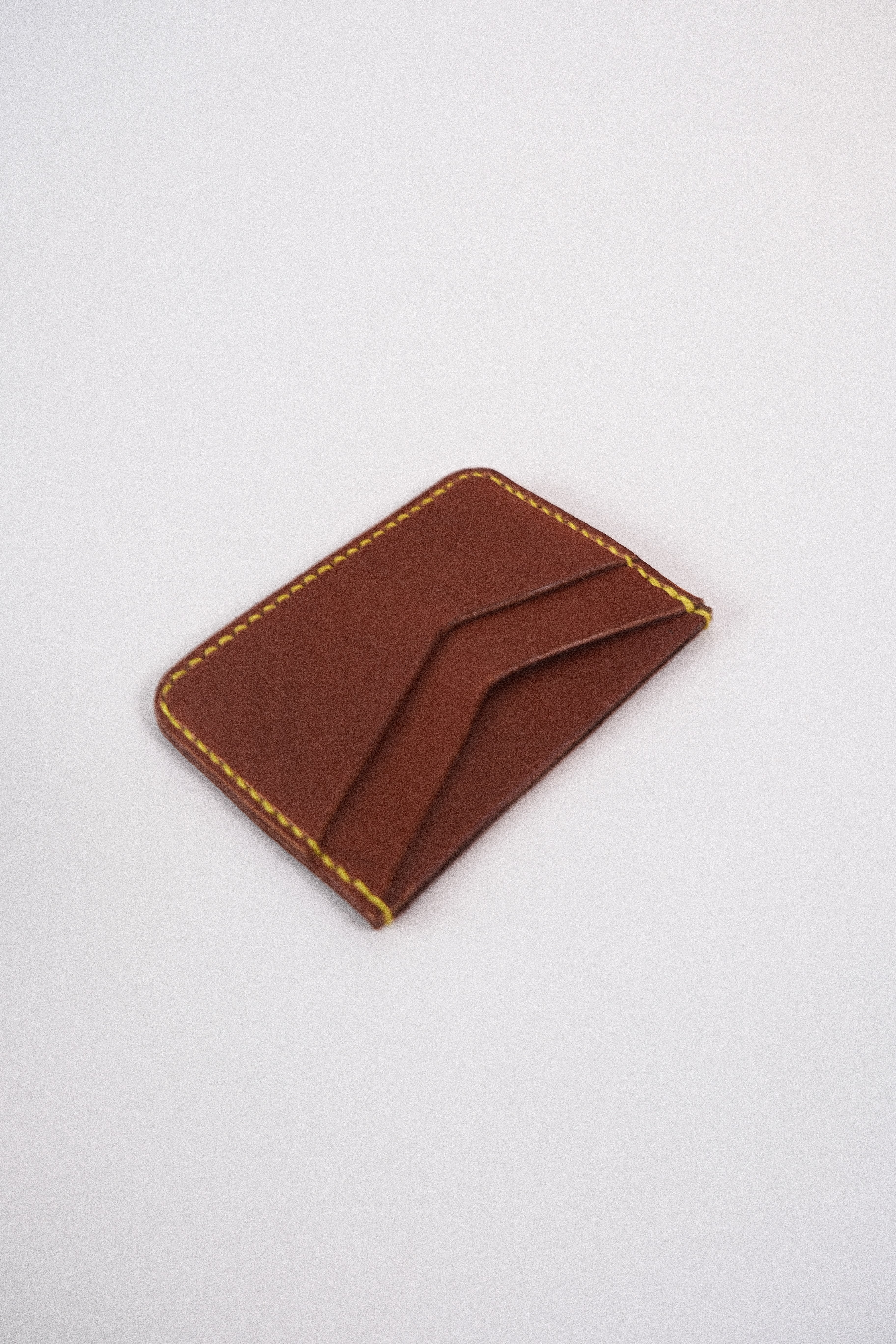 Leather Card Holder - Choc/Yellow