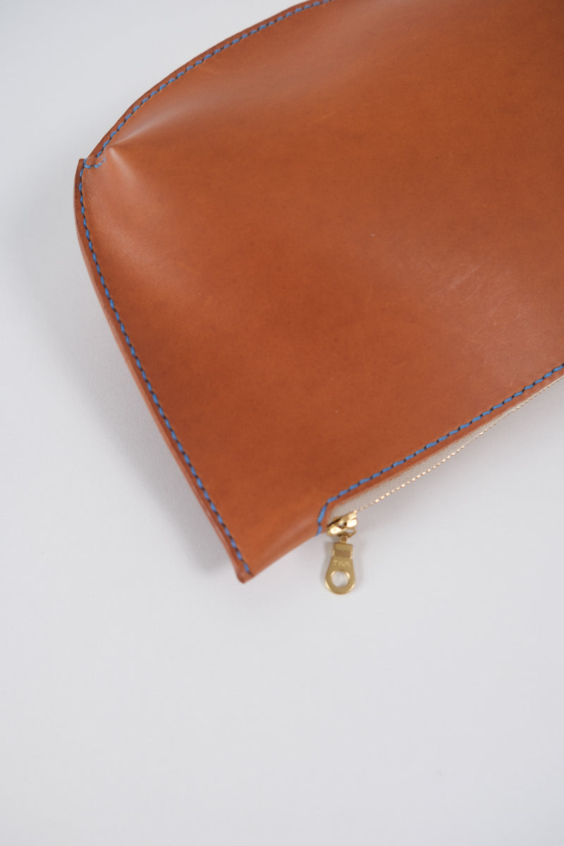 Leather Pouch - Tan/blue