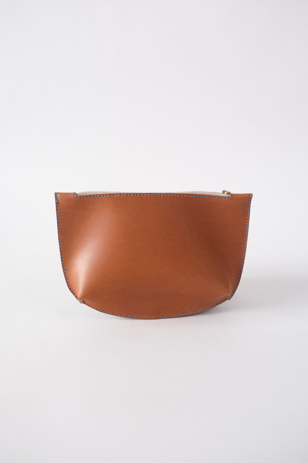 Leather Pouch - Tan/blue
