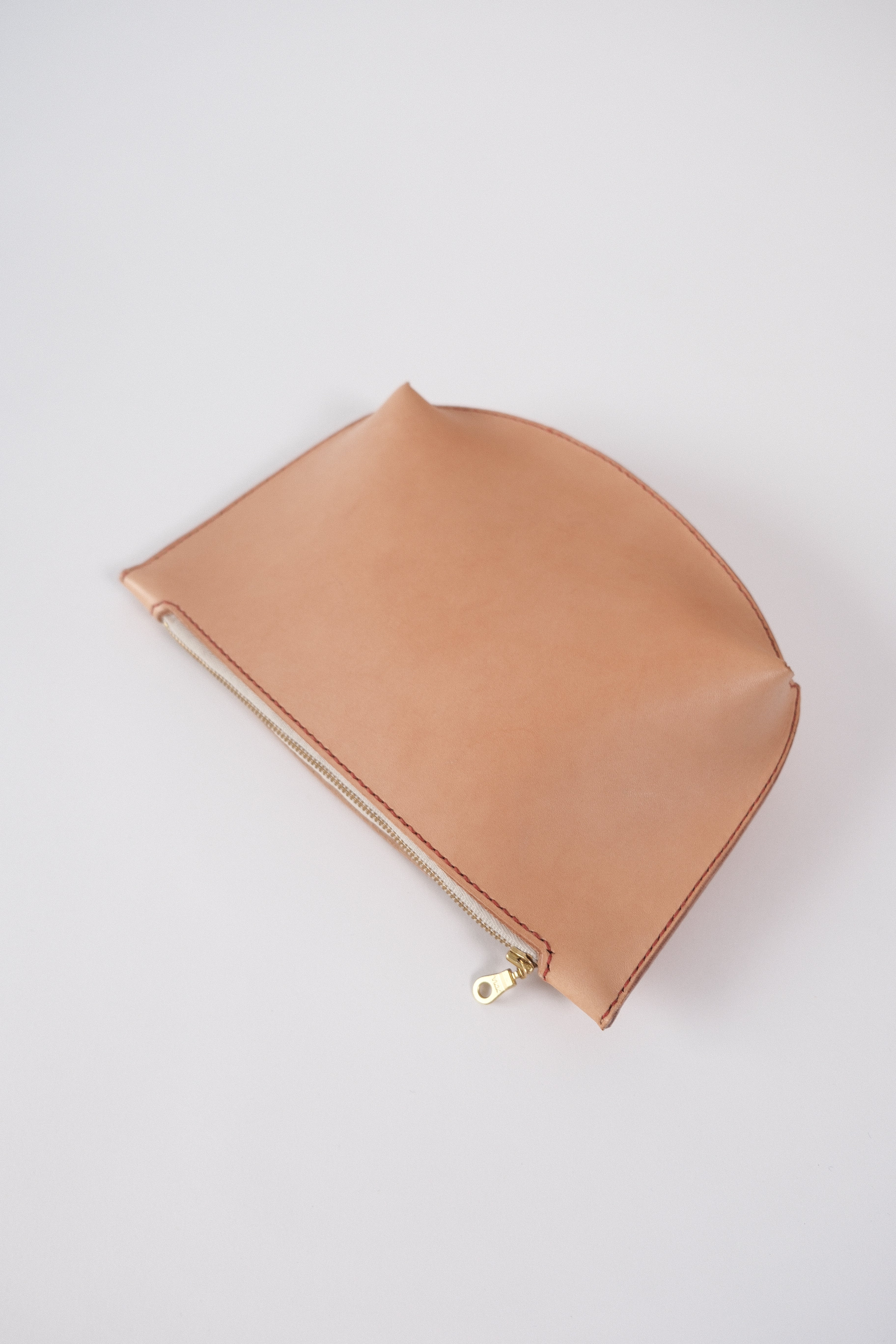 Leather Pouch - Natural/red