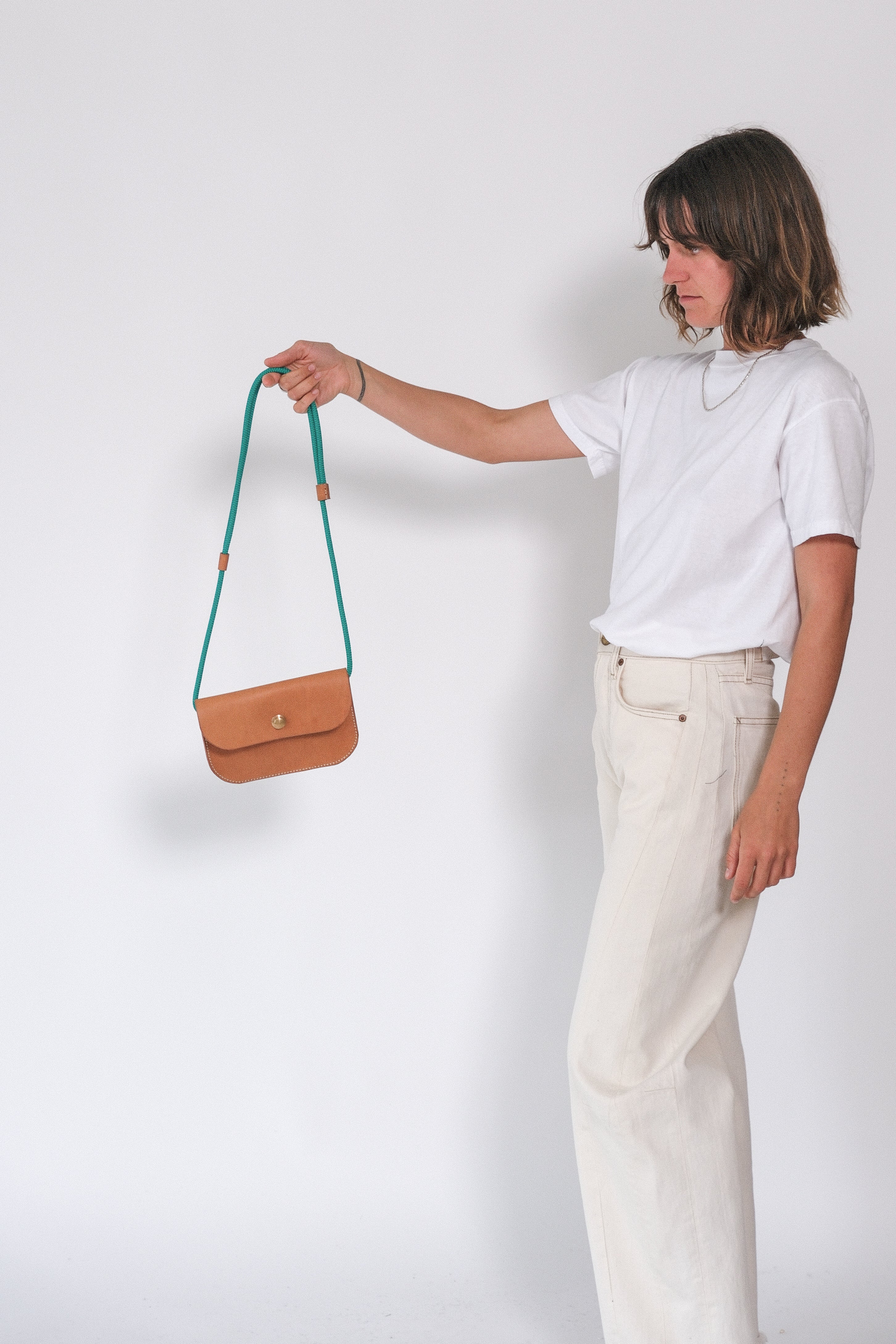 Cross Body Pouch - Tan/Teal