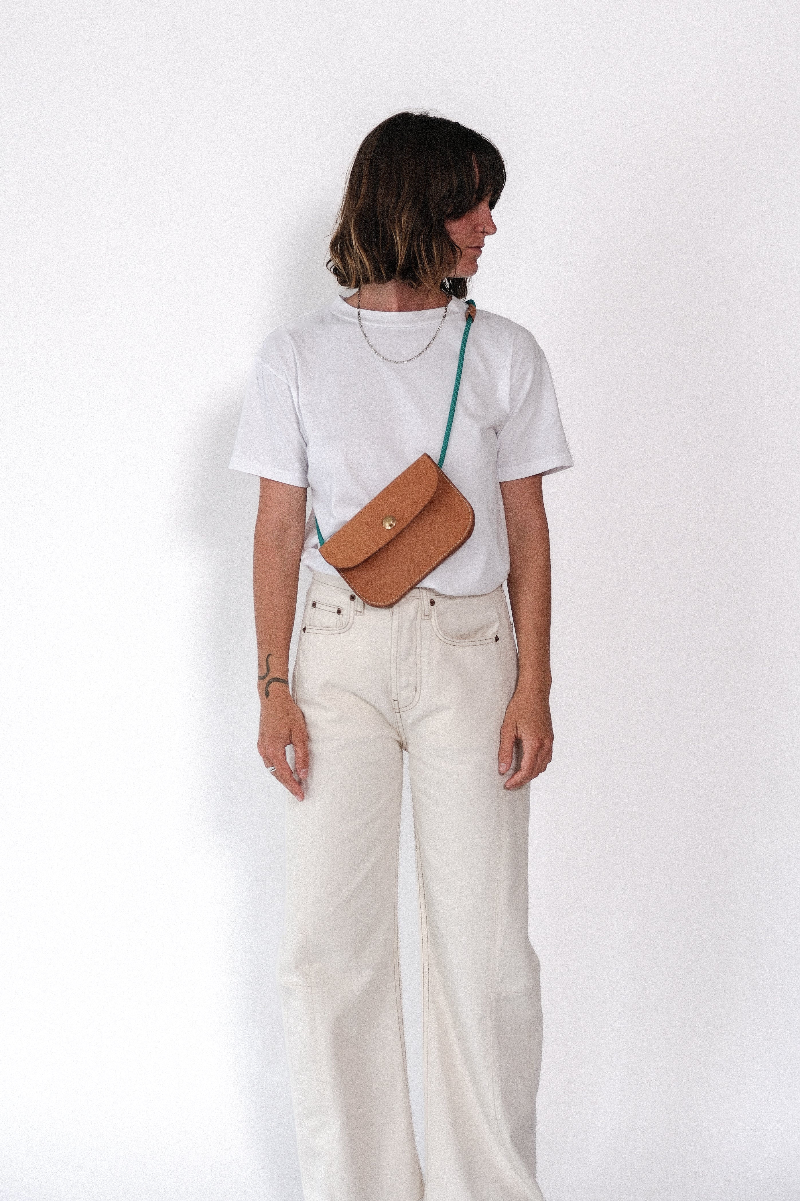 Cross Body Pouch - Tan/Teal