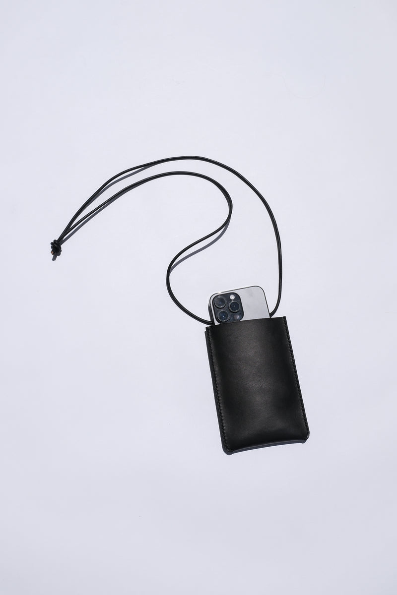 Leather Phone Sling - Black