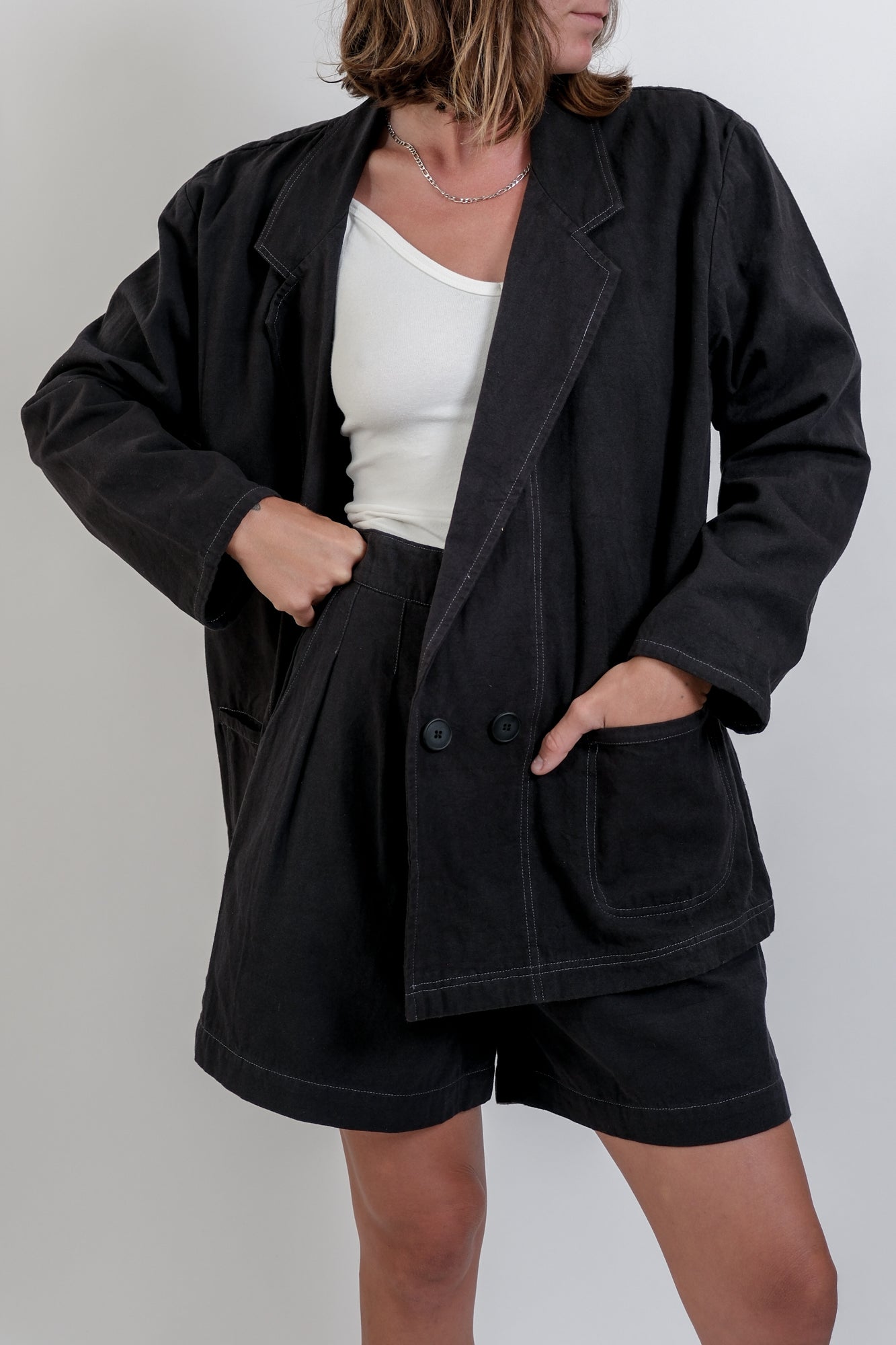 No 80 Blazer - Black Contrast Stitch