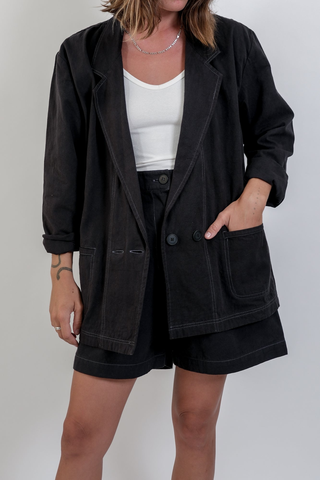 No 80 Blazer - Black Contrast Stitch