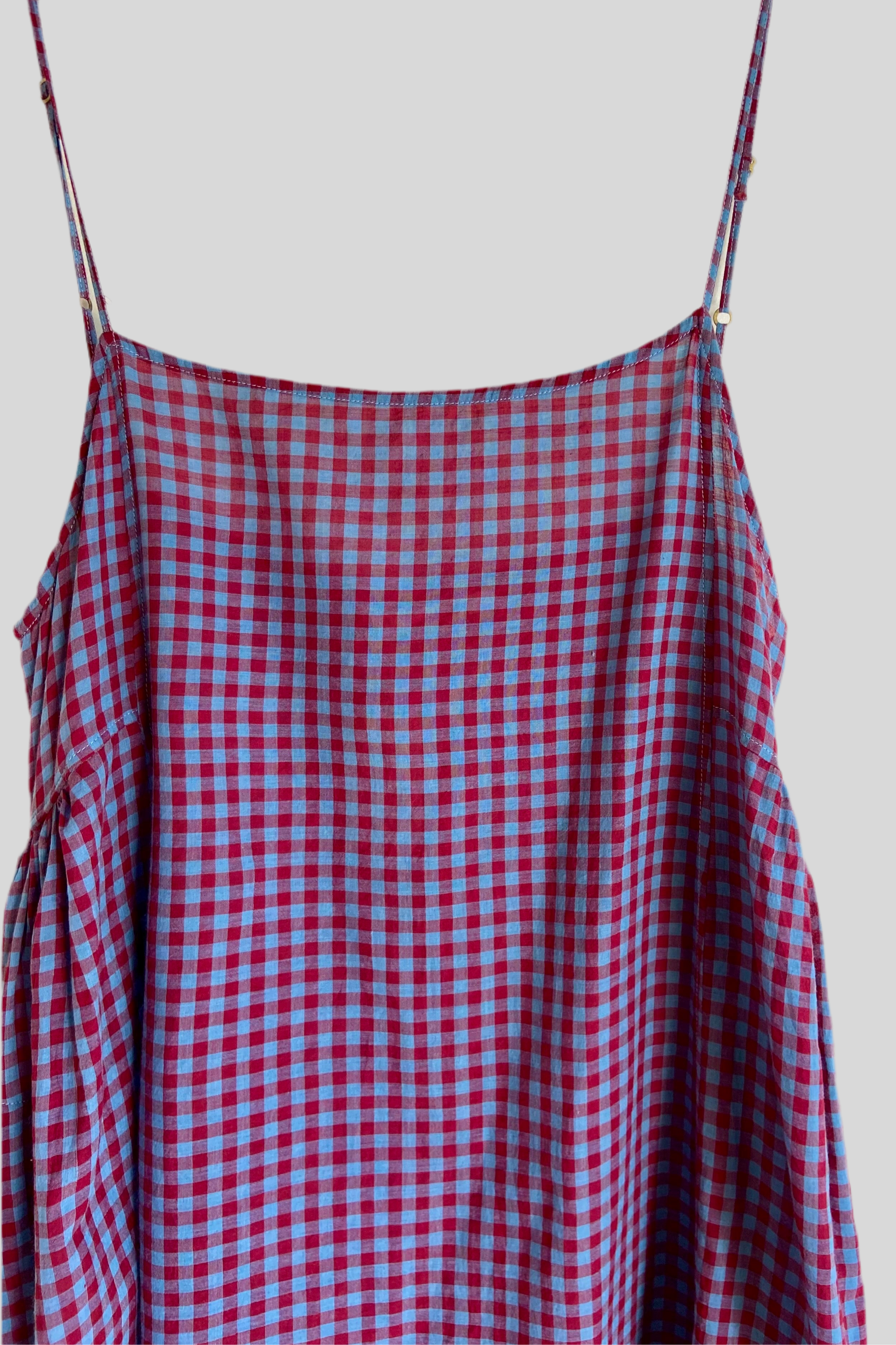 Blue pink Gingham slip dress