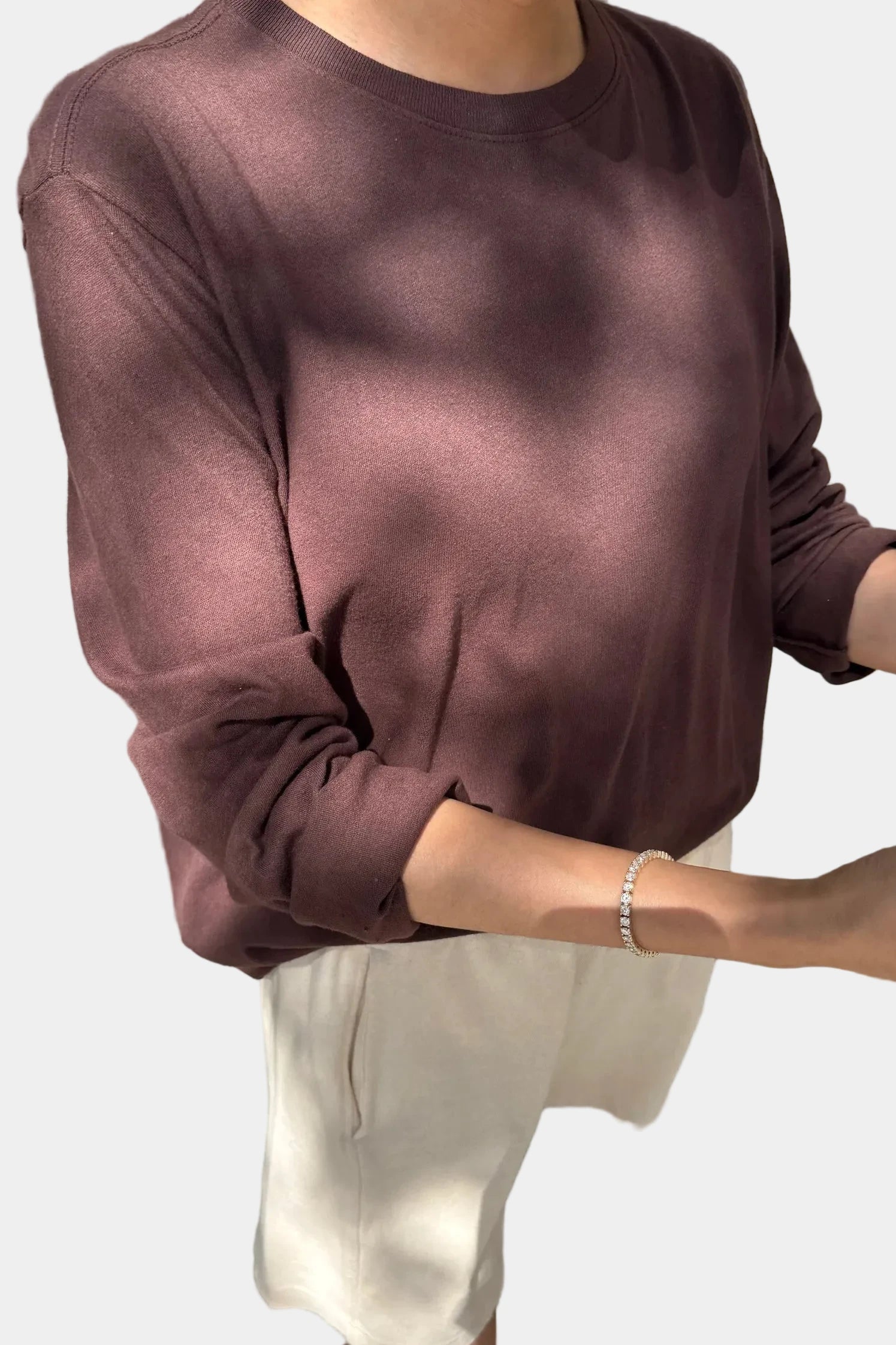 Le Bon Shoppe foundation long sleeve tee in dark cacao styled with off white shorts - East Coast General