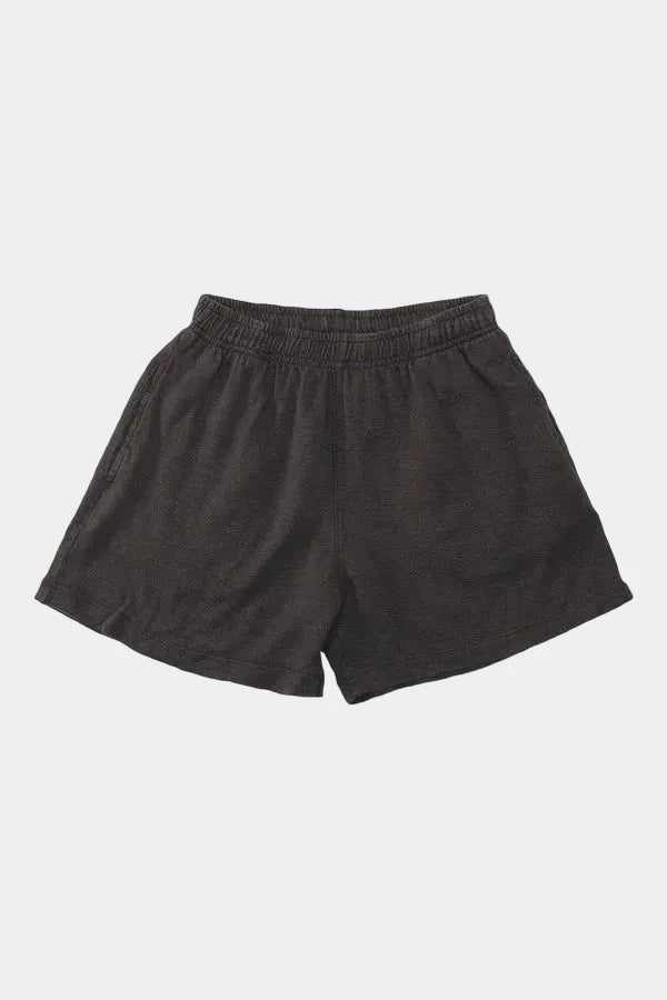 Dark brown shorts on a white background