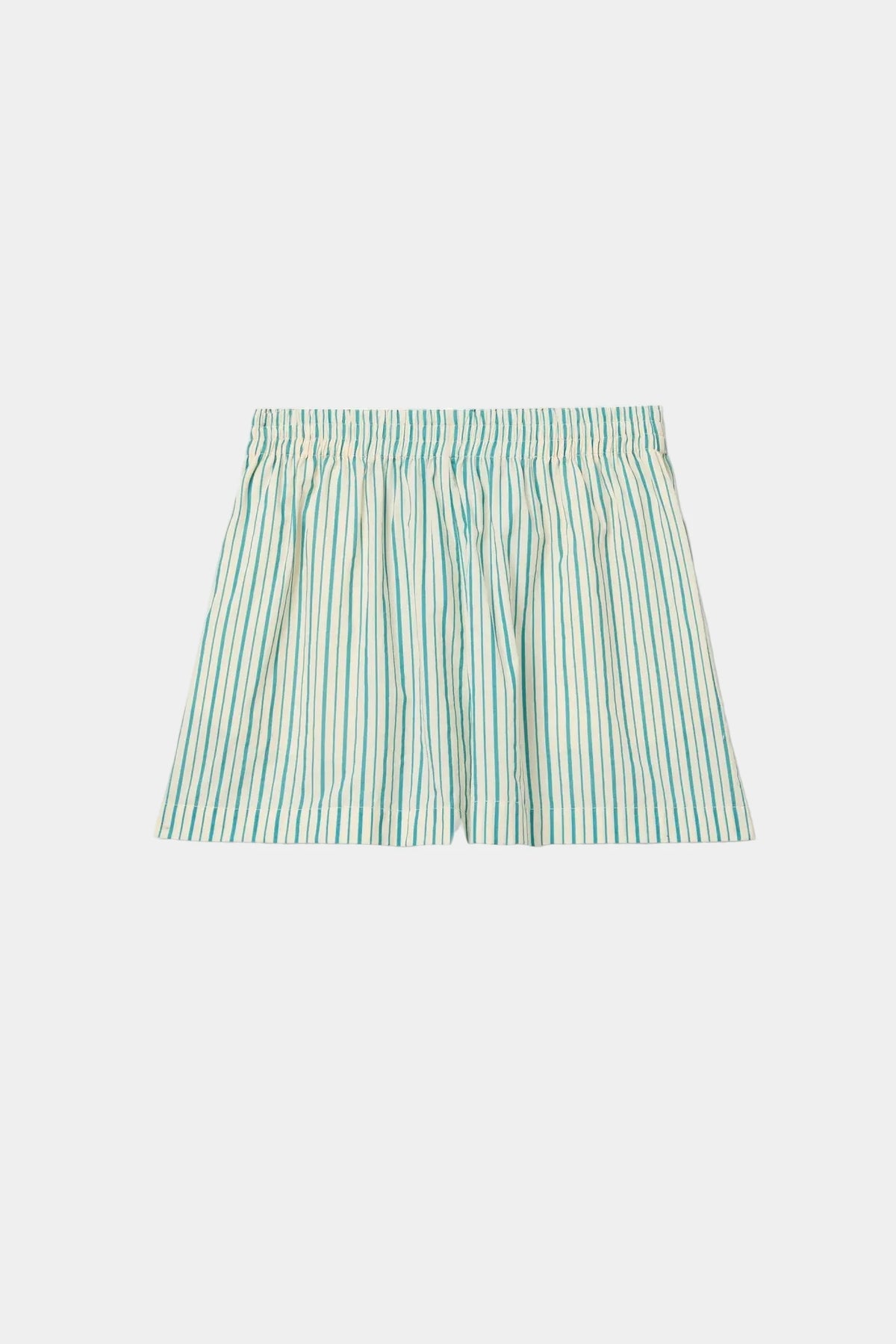 Perfect white tee Julie shorts in teal blue flat lay - East Coast General