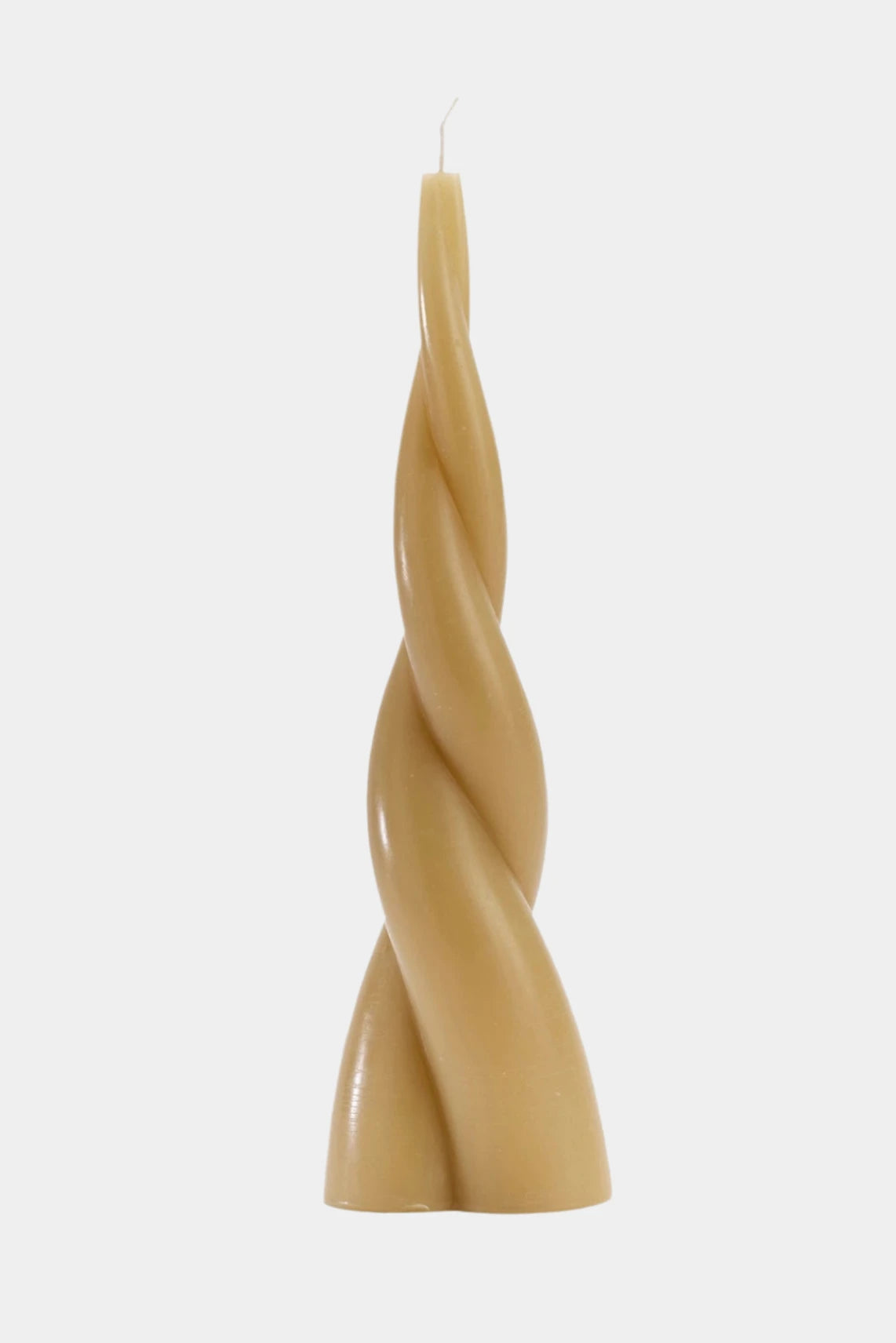 Beige twisted candle on a white background
