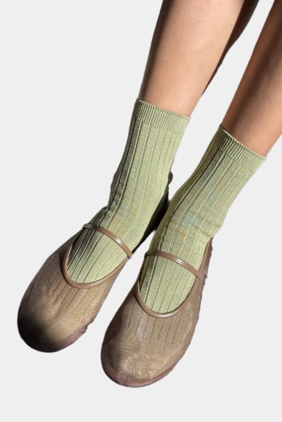 Her sock in avocado