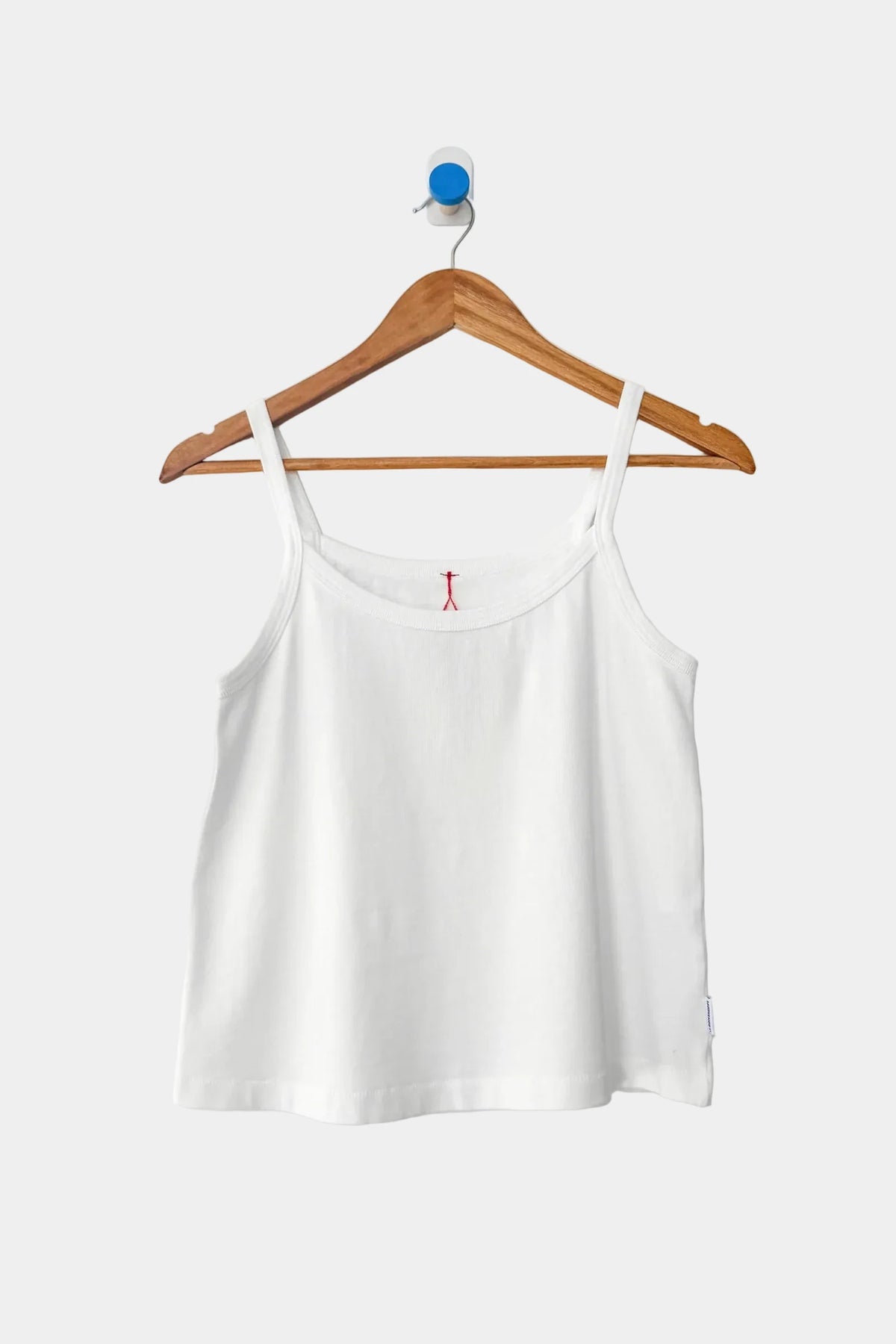 Le Bon Shoppe Premium Jersey Dana Cami in Vintage White hanging on a wooden hanger
