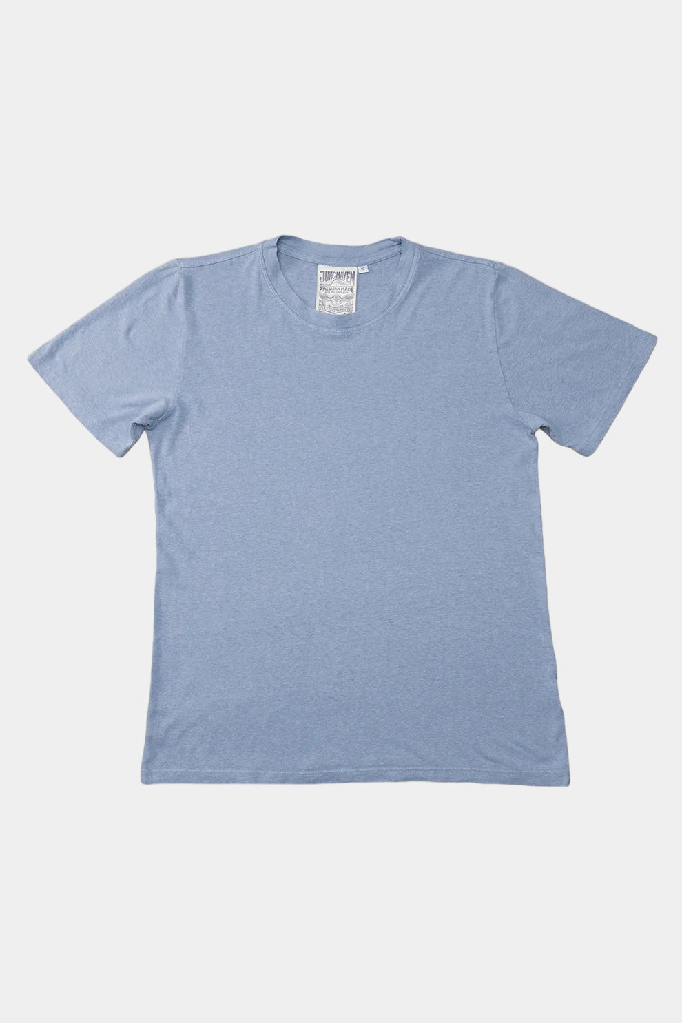 Plain light blue t-shirt on a white background
