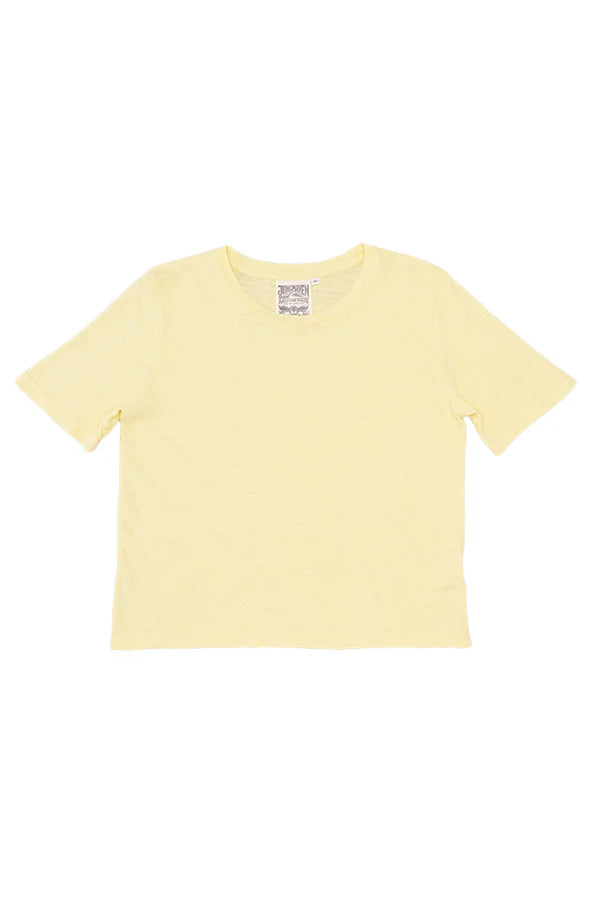 Jungmaven Silverlake Cropped Hemp Tee in Sunbleached Yellow front view