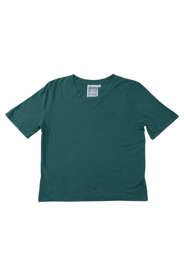 Flat lay image of the Jungmaven Silverlake tee in Deep Teal colourway - East Coast General