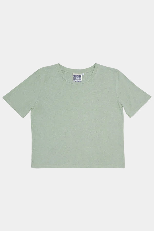 Flat flay of the Jungmaven Silverlake tee in Stormy Green - East Coast General