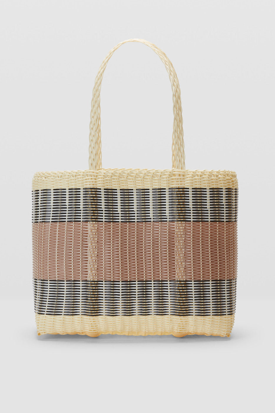 Palorosa Mercado Medium woven tote bag in Vanilla Powder front view