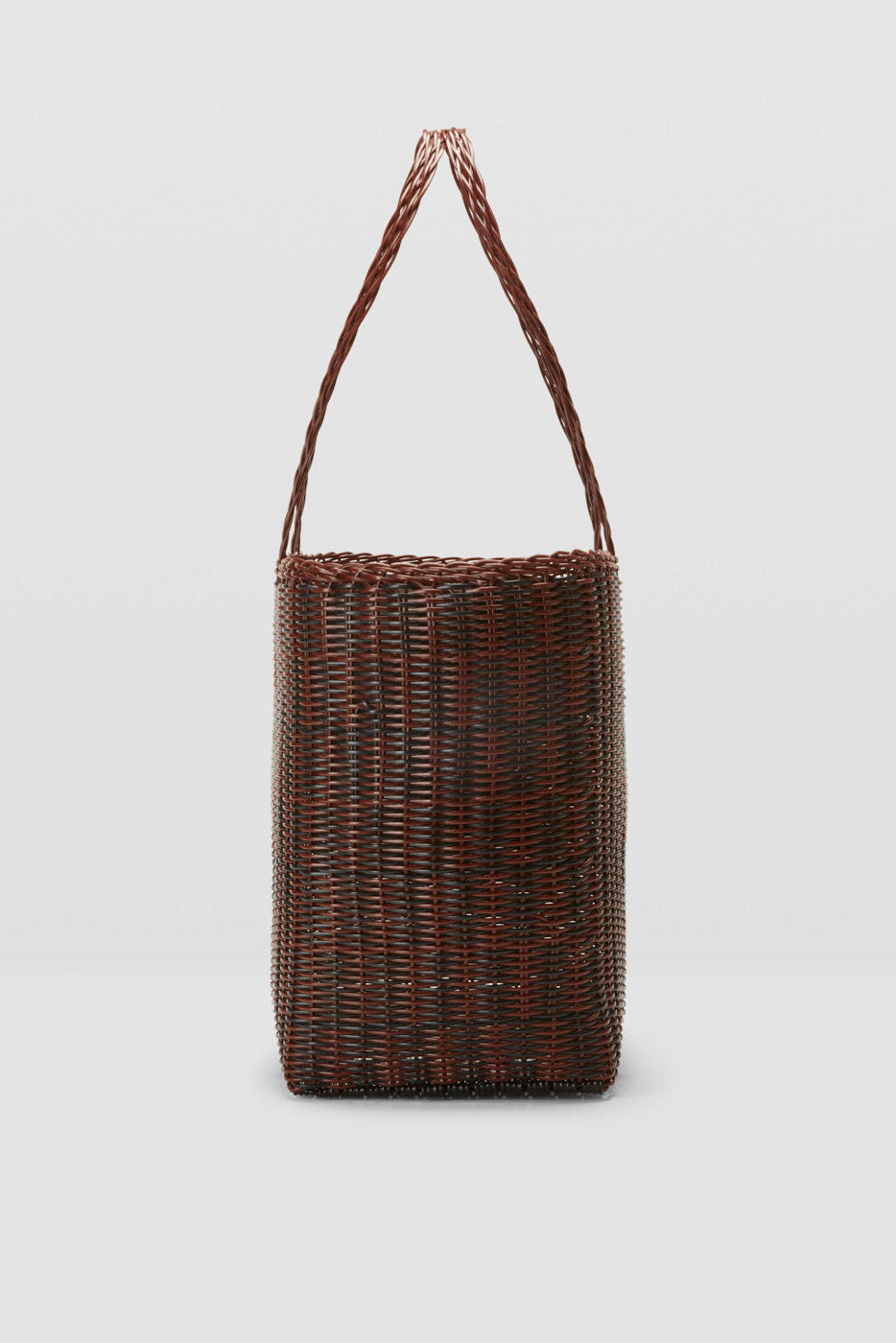 Palorosa Quadretti Medium woven tote bag in Chocolate and Black side view