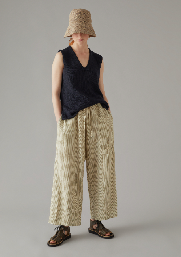 Linen Stripe pull on trousers