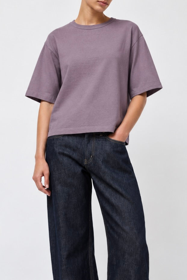 Model wearing Sunray Sportswear Mahuna T-shirt in Shark with  B Sides Floppy jeans - East Coast General
