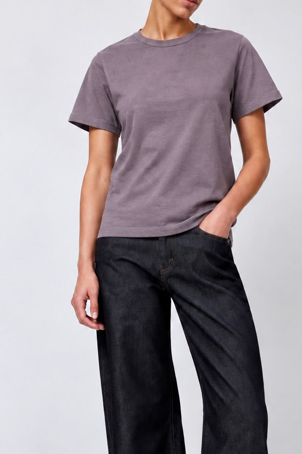 model wearing Sunray Sportswear Na'maka'oh tshirt in Shark and B-sides floppy jeans - East Coast General