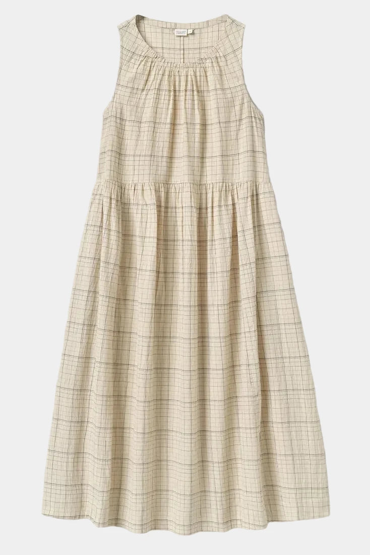 Flat lay image of Toast Page Check Cotton Sleeveless Dress - East Coast General