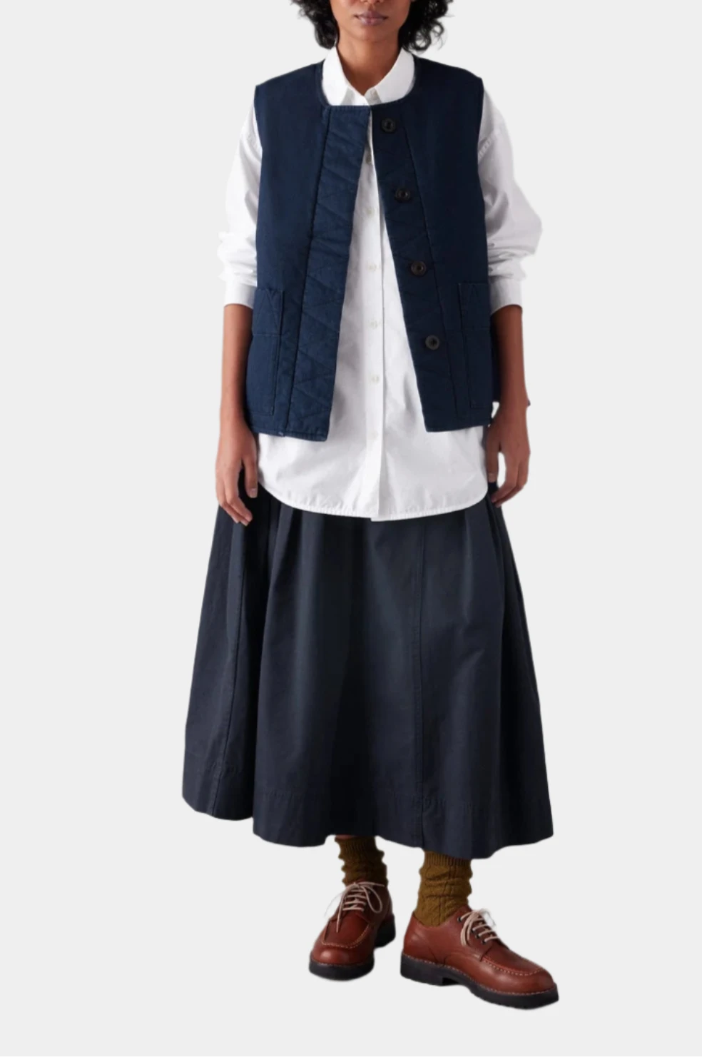 Indigo Twill Side Tie Vest