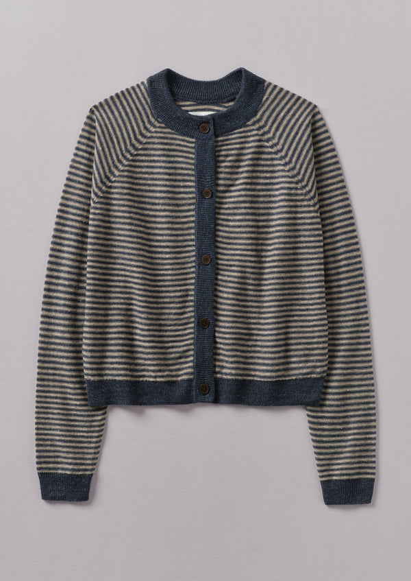 Fine Stripe Linen Wool Cardigan