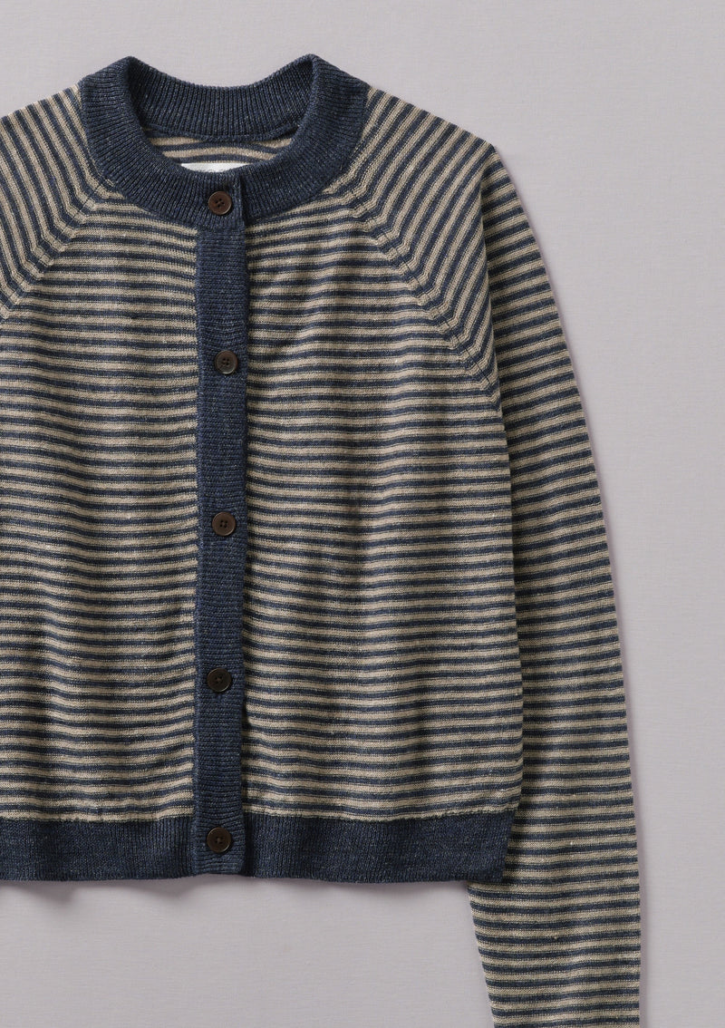Fine Stripe Linen Wool Cardigan