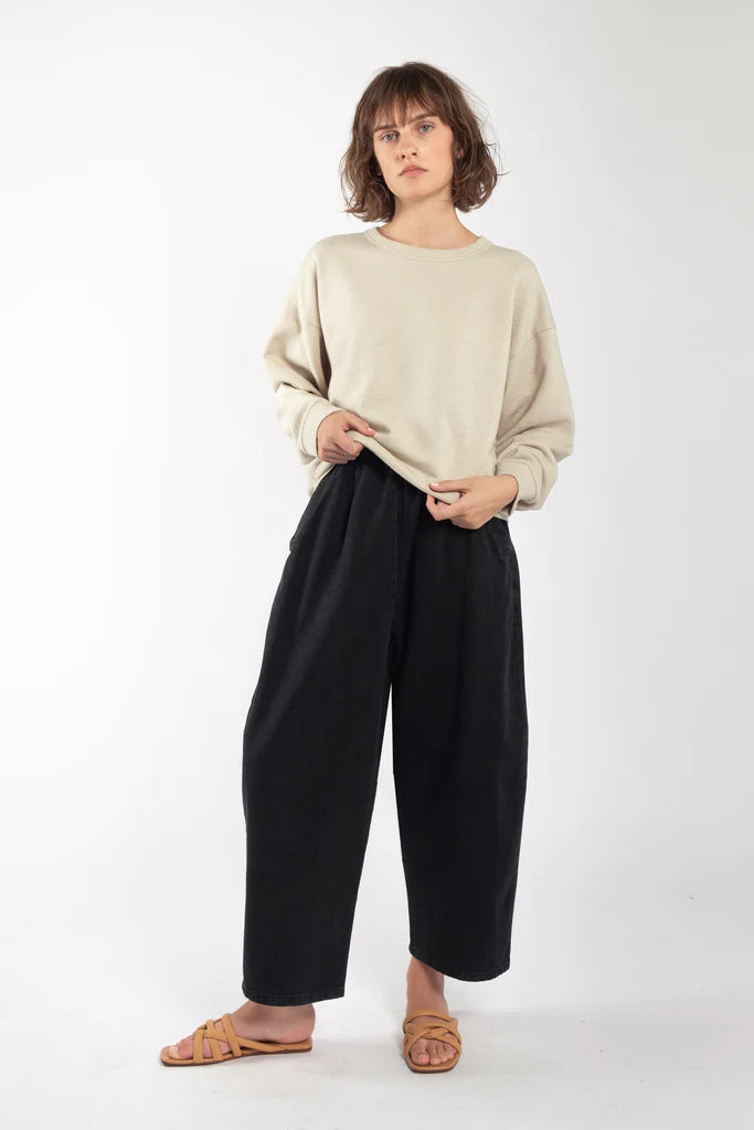 Faded Black Barrel Pants