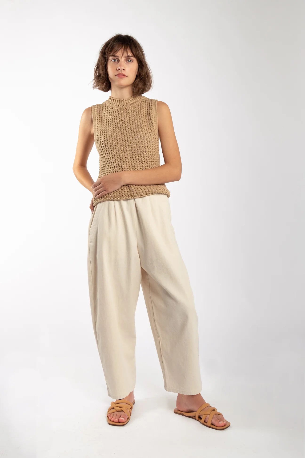 Cream Barrel Pants