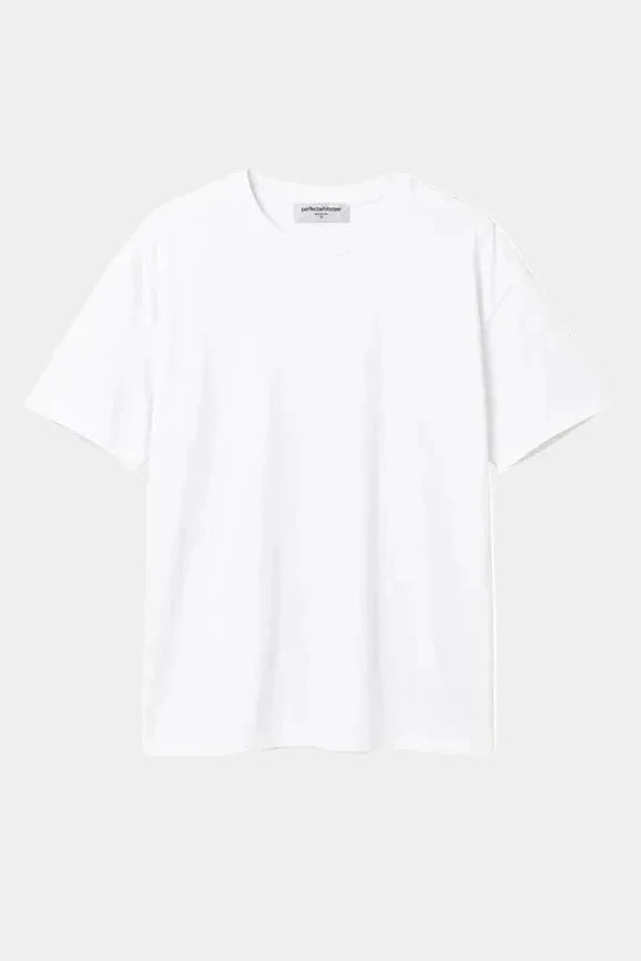 flat lay of Camryn white oversized tee by perfectwhitetee 