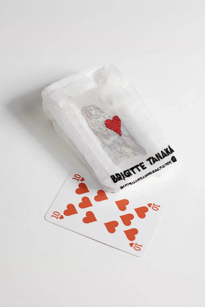 playing card embroidered pouch on a white background