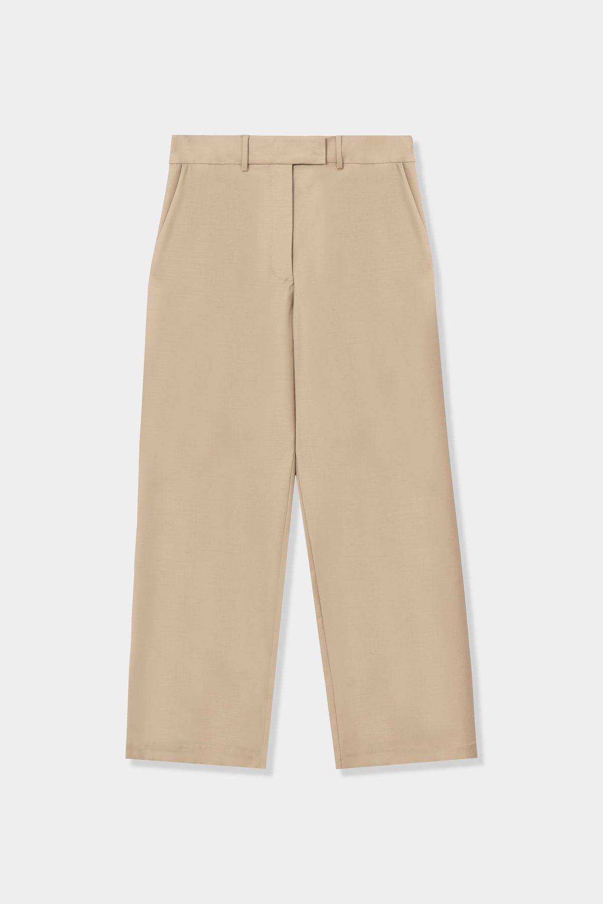 Cordera Low Rise Virgin Wool Pants in beige tailored trousers flat lay - East Coast General