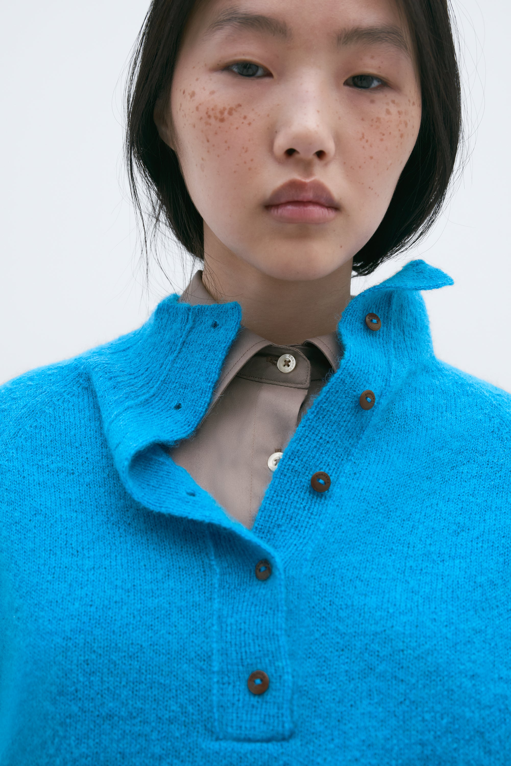MOHAIR & BABY ALPACA POLO SWEATER CERÚLEO