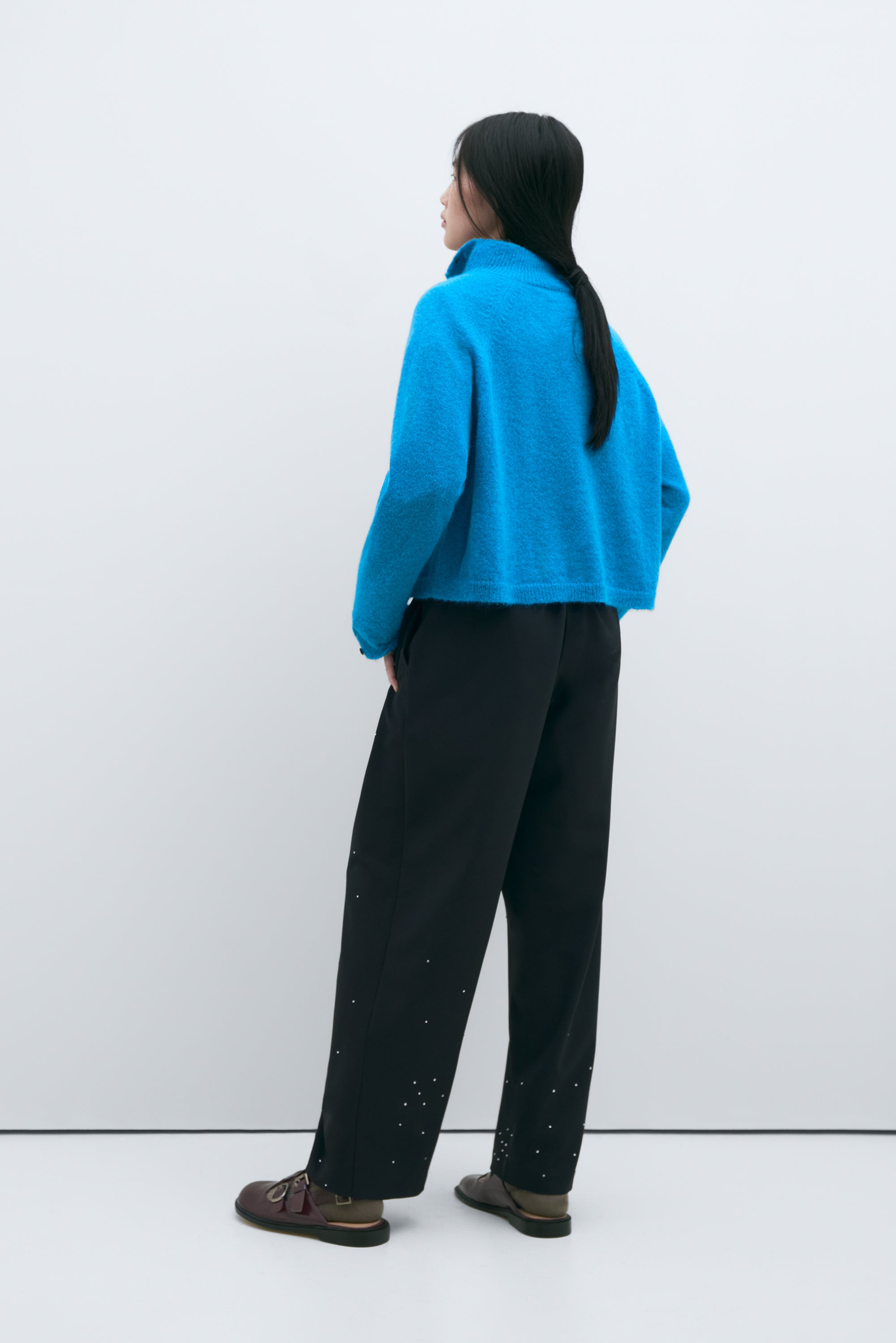 MOHAIR & BABY ALPACA POLO SWEATER CERÚLEO