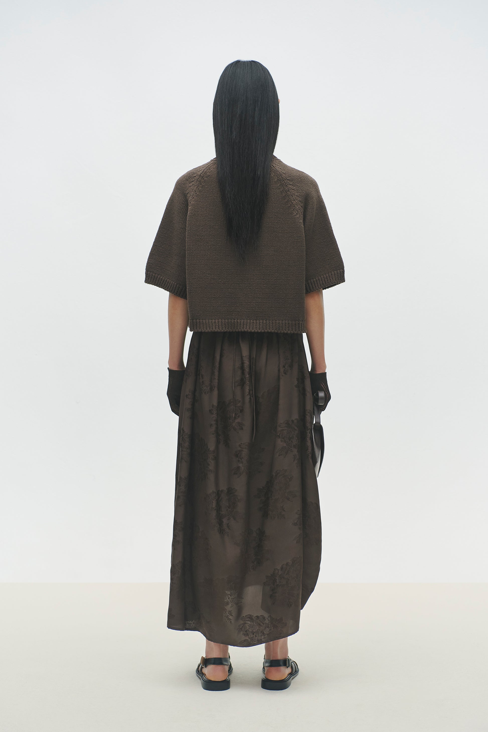 COTTON STITCHED TOP BROWN