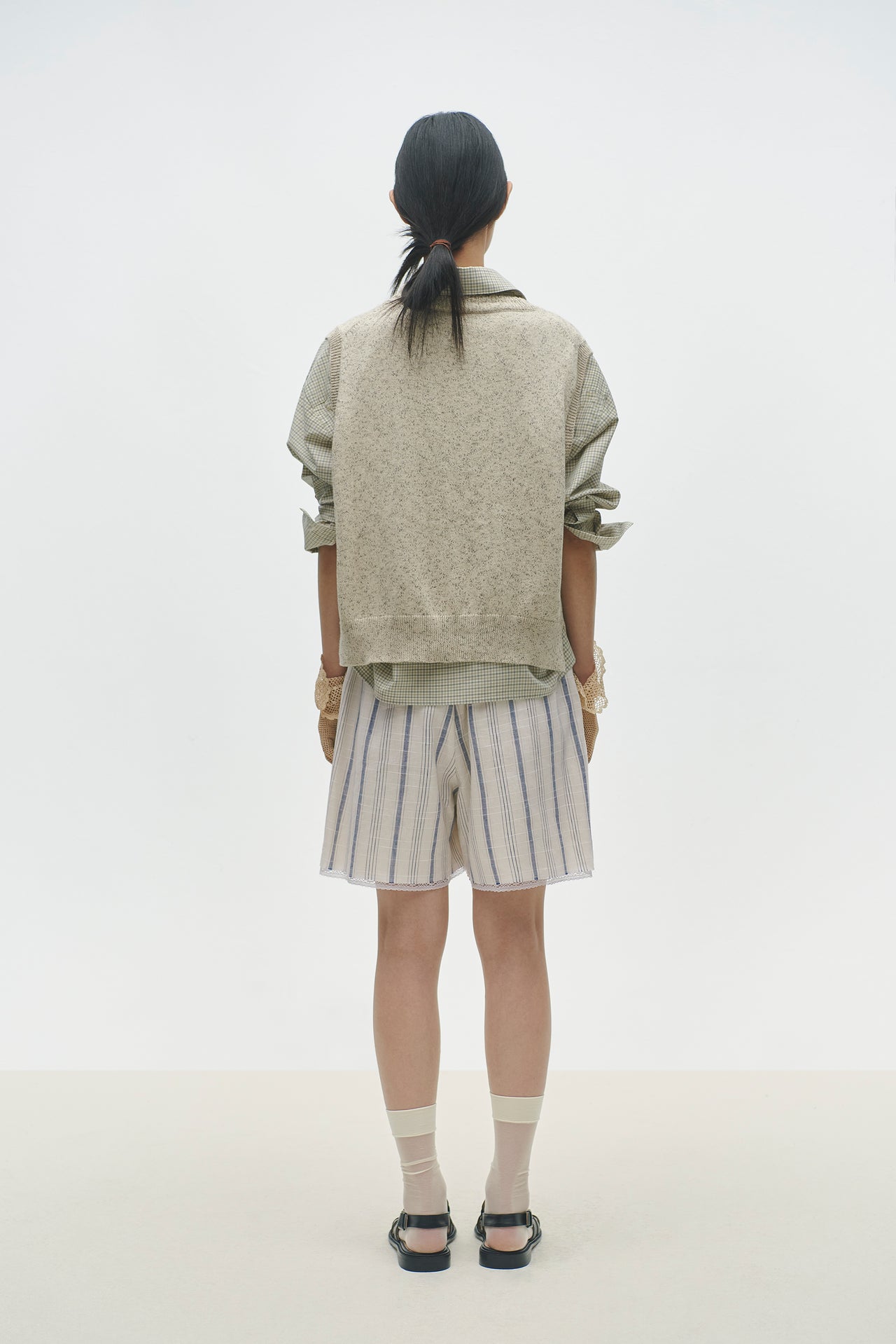FLECKED COTTON WAISTCOAT NATURAL
