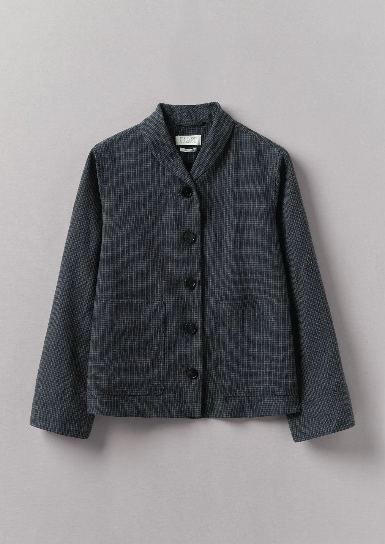 Grid Check Cotton Linen Jacket