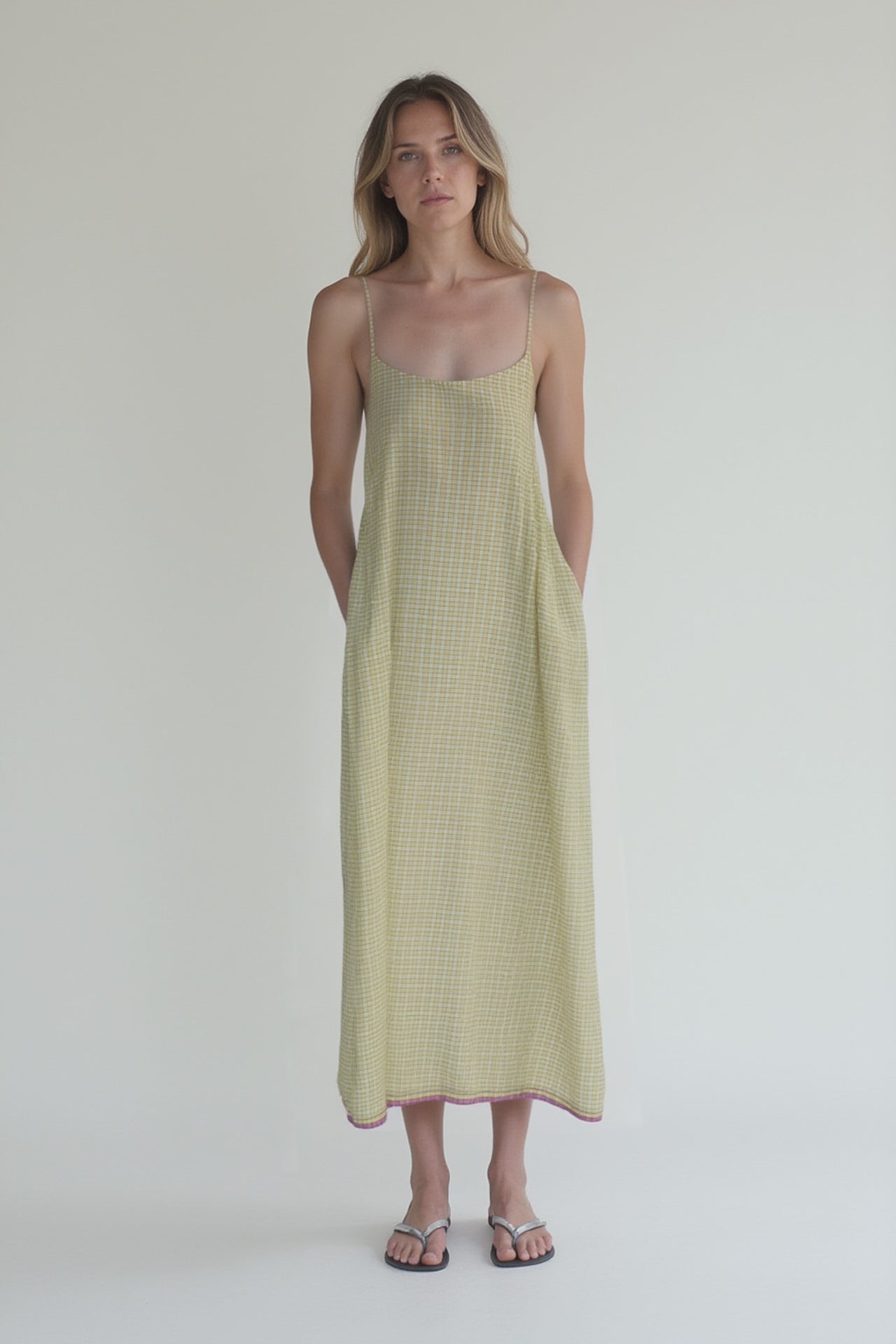 Yellow Gingham slip dress