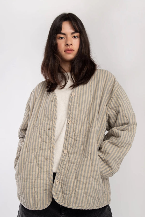 Muted Stripe Quilted Liner jacket