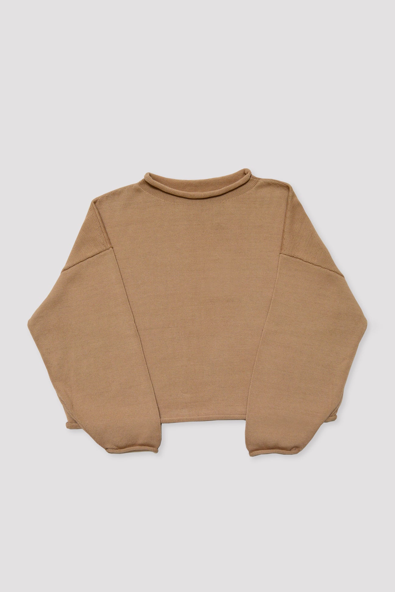 CAMEL ROLLED SWEATER