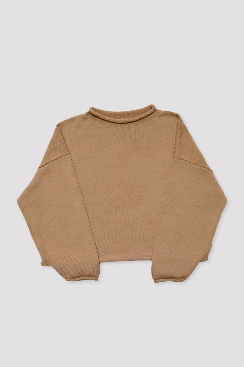 CAMEL ROLLED SWEATER