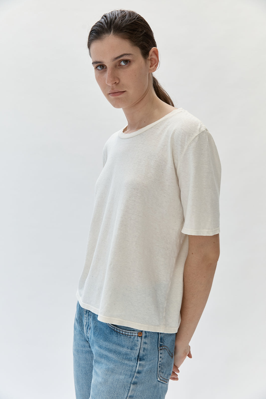 Silverlake cropped tee - Washed White - east coast general