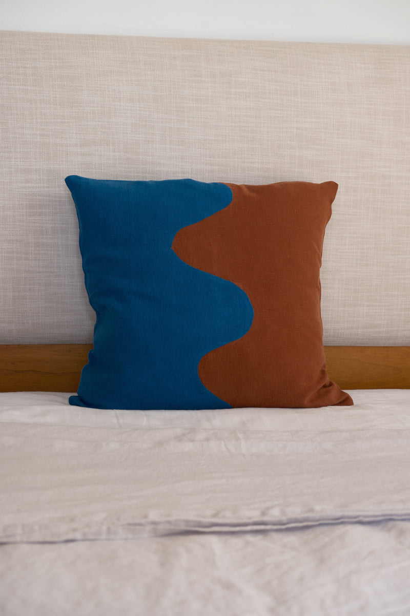 Waves Cushion - Blue/copper - east coast general