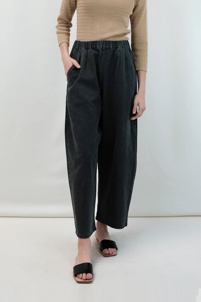 Faded Black Barrel Pants - Micaela Greg