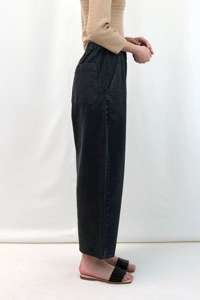 Faded Black Barrel Pants - Micaela Greg