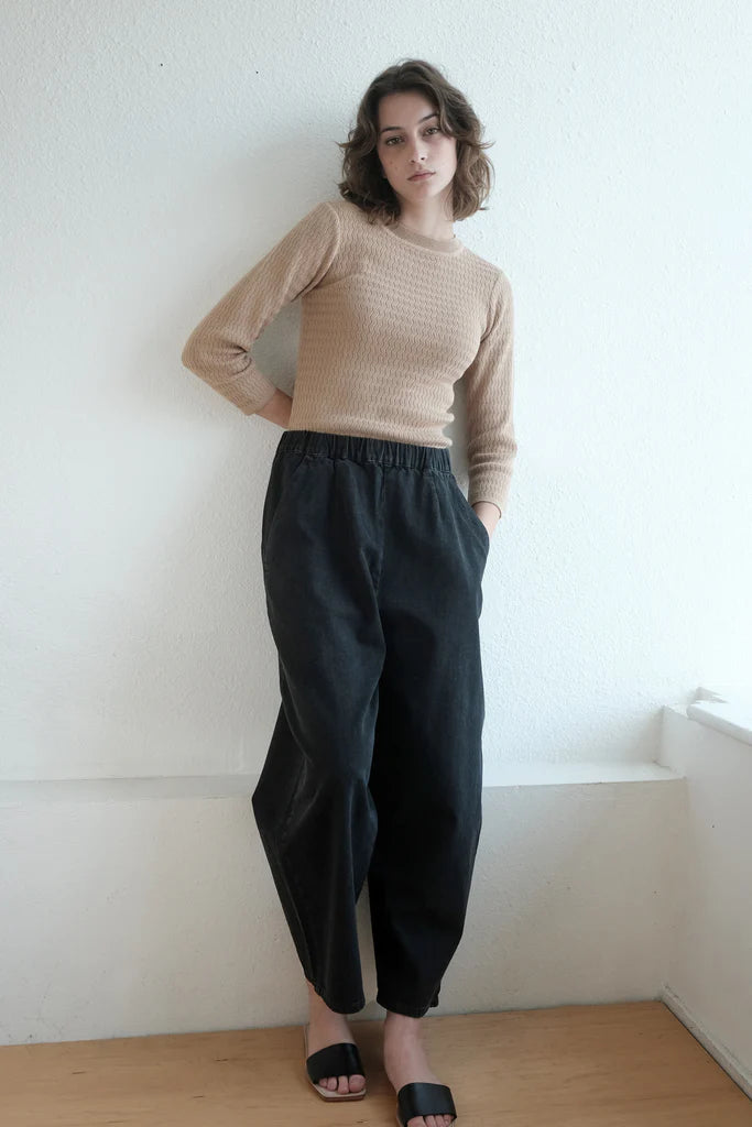 Faded Black Barrel Pants - Micaela Greg