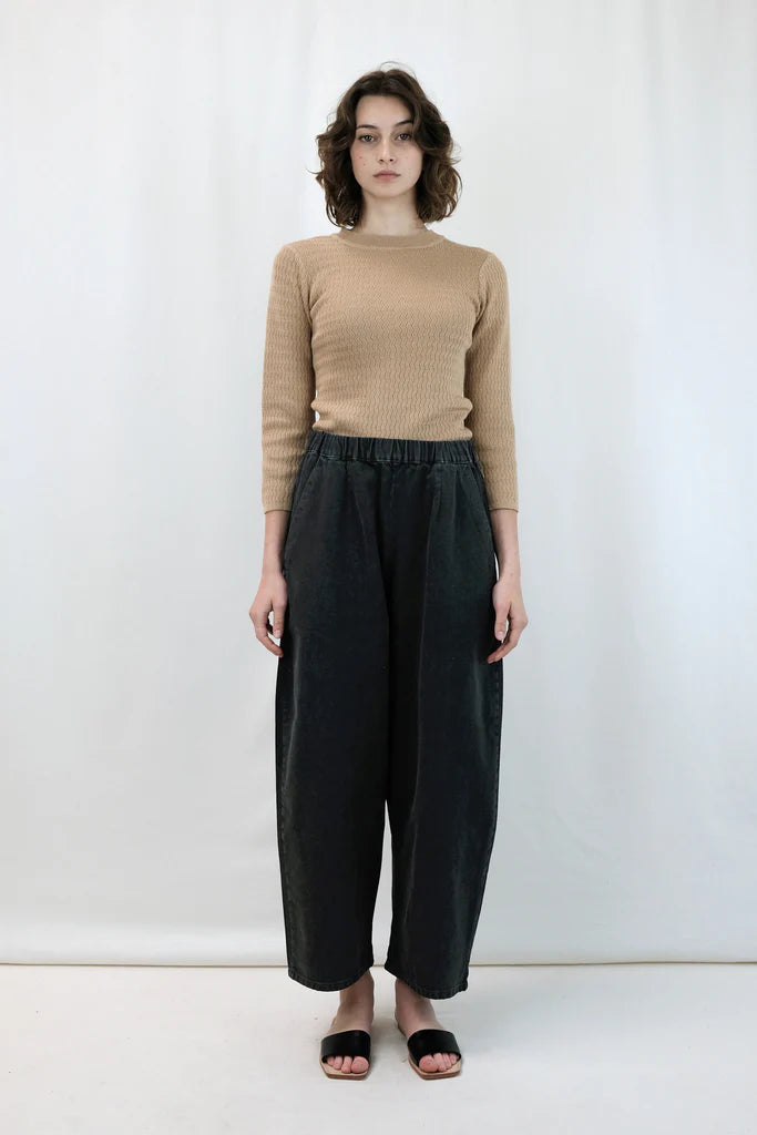 Faded Black Barrel Pants